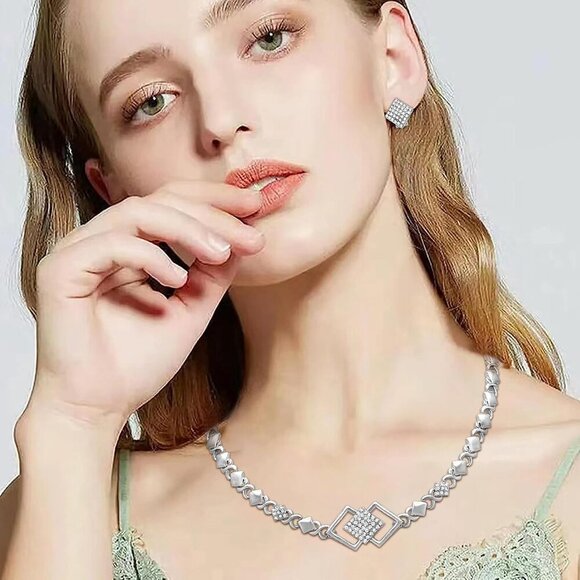 Gold Jewelry Sets for Women 18K Gold/Silver Filled Jewelry Necklace Set Wedding - Picture 5 of 9